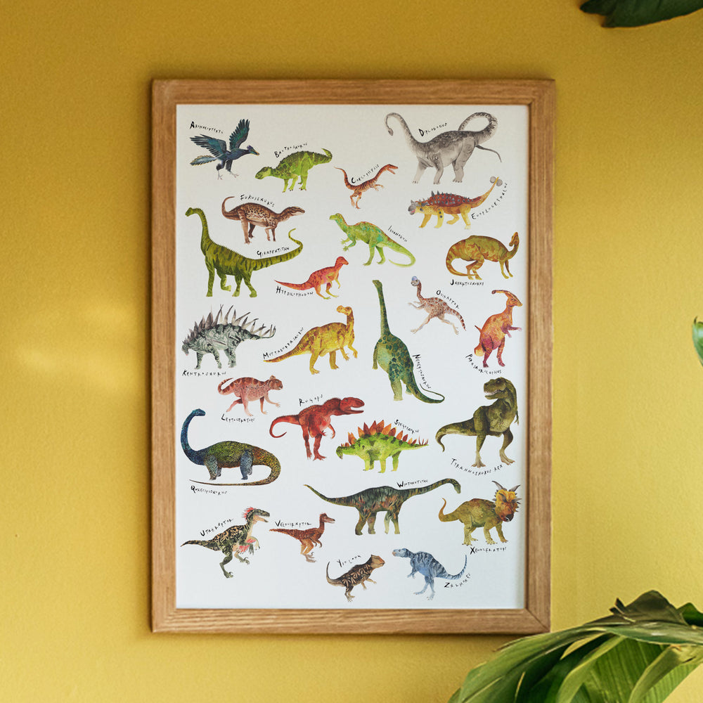 Dinosaur Alphabet Watercolour Fine Art Print
