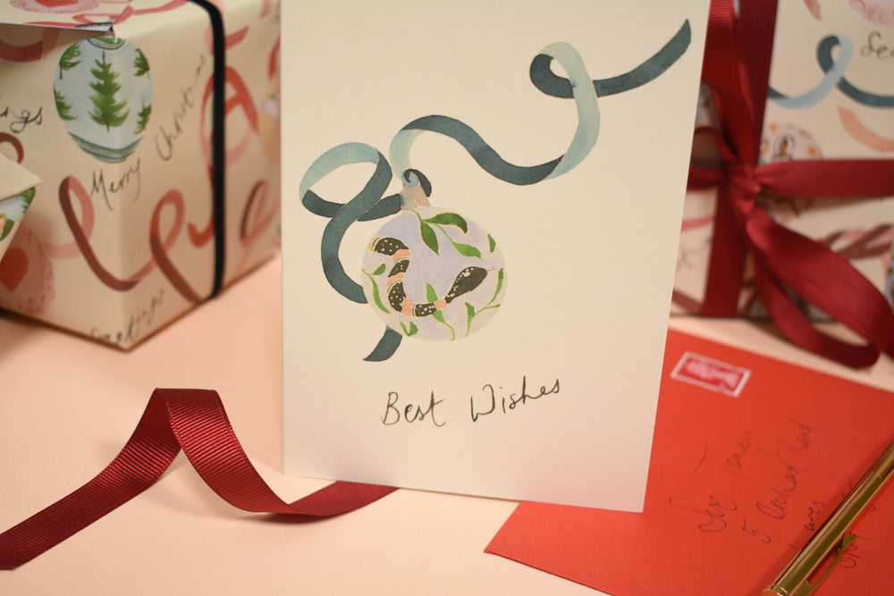 Snake Bauble Eco-Friendly Christmas Card