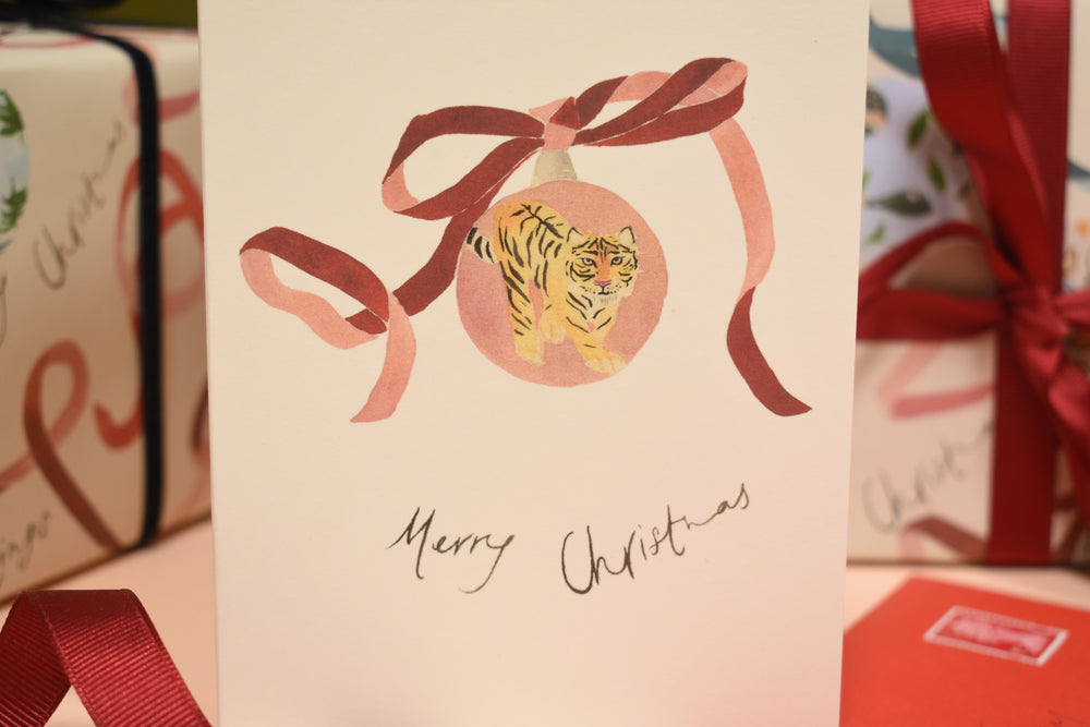 Tiger Bauble Eco-Friendly Christmas Card