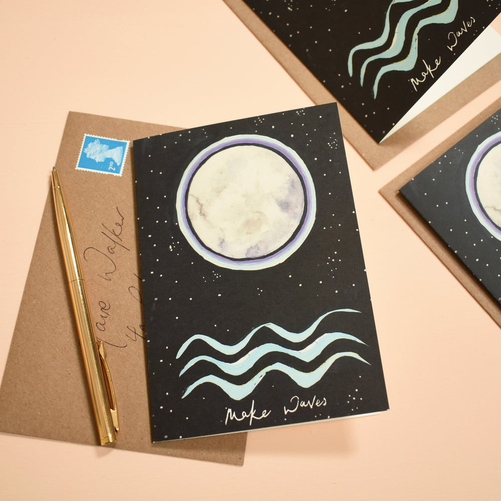 Make Waves Moon Greeting Card