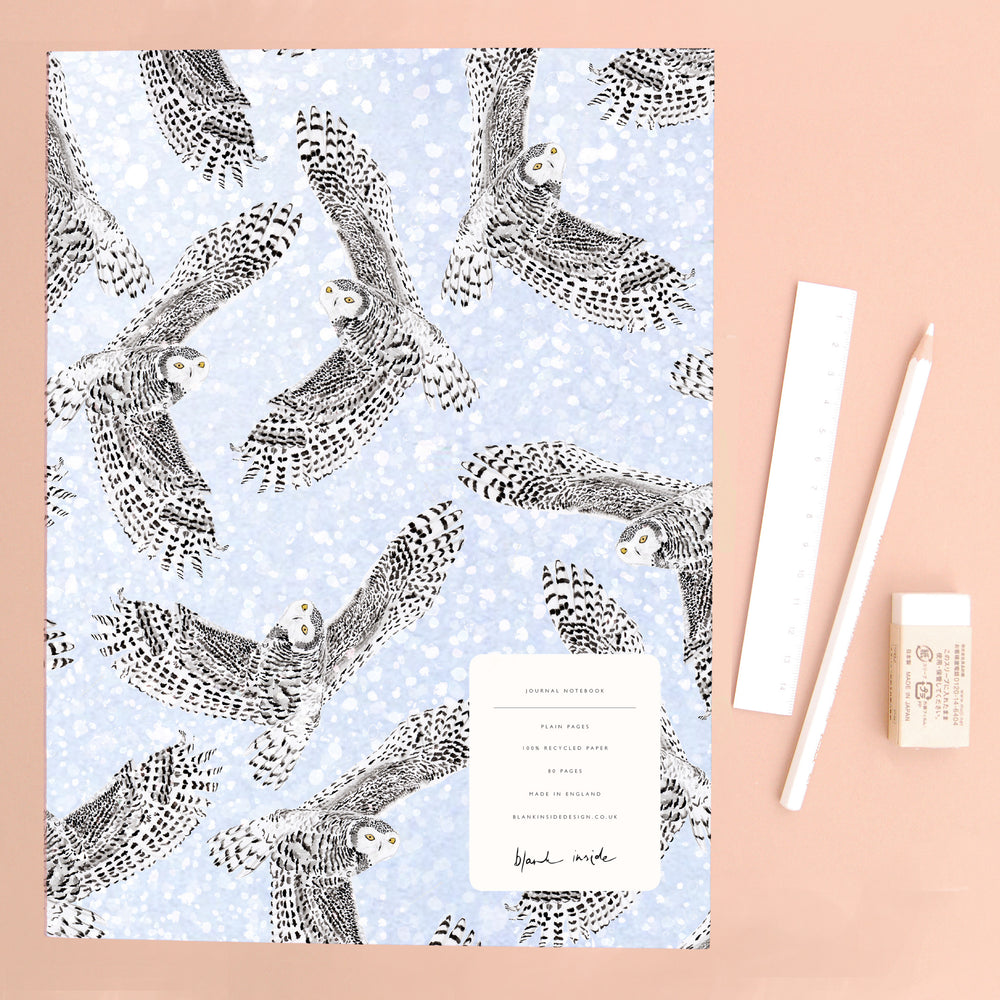 Snowy Owl Recycled Paper Journal Notebook
