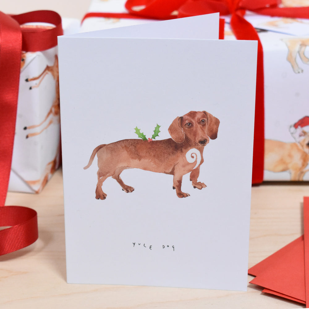 Yule Dog Dachshund Christmas Card
