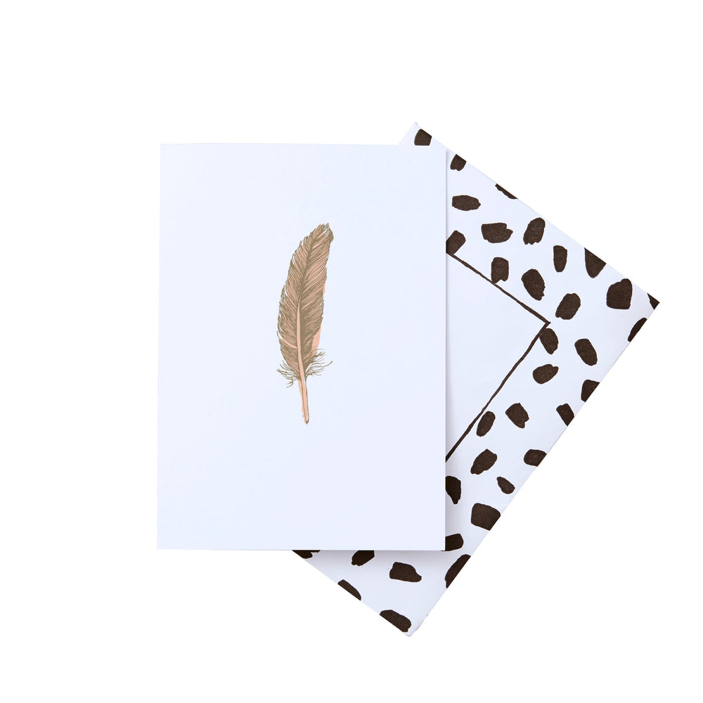 Feather Peach Gold Foil Greeting Card