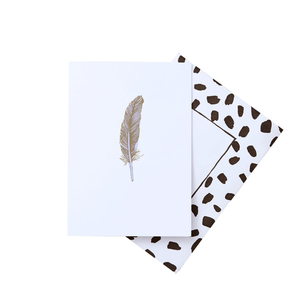 Feather Lilac Gold Foil Greeting Card