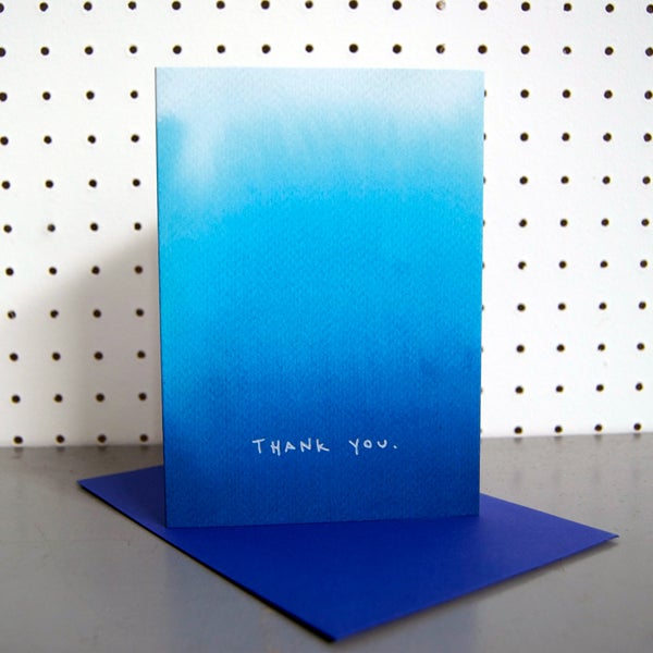 Blue Ombre Thank you Notecard