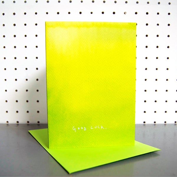 Lime Ombre Good Luck Greetings Card
