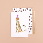 Cheetah in a party hat Greeting Card
