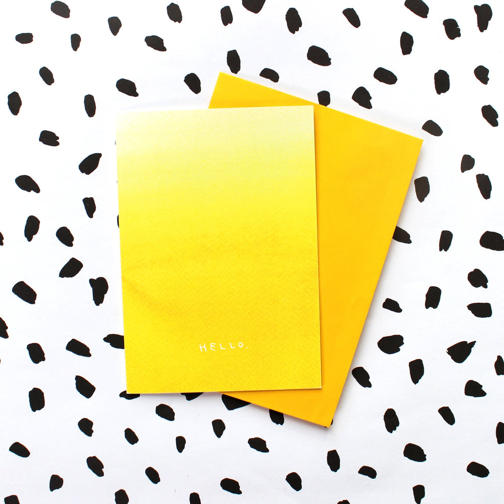 Yellow Ombre Hello Greetings Card