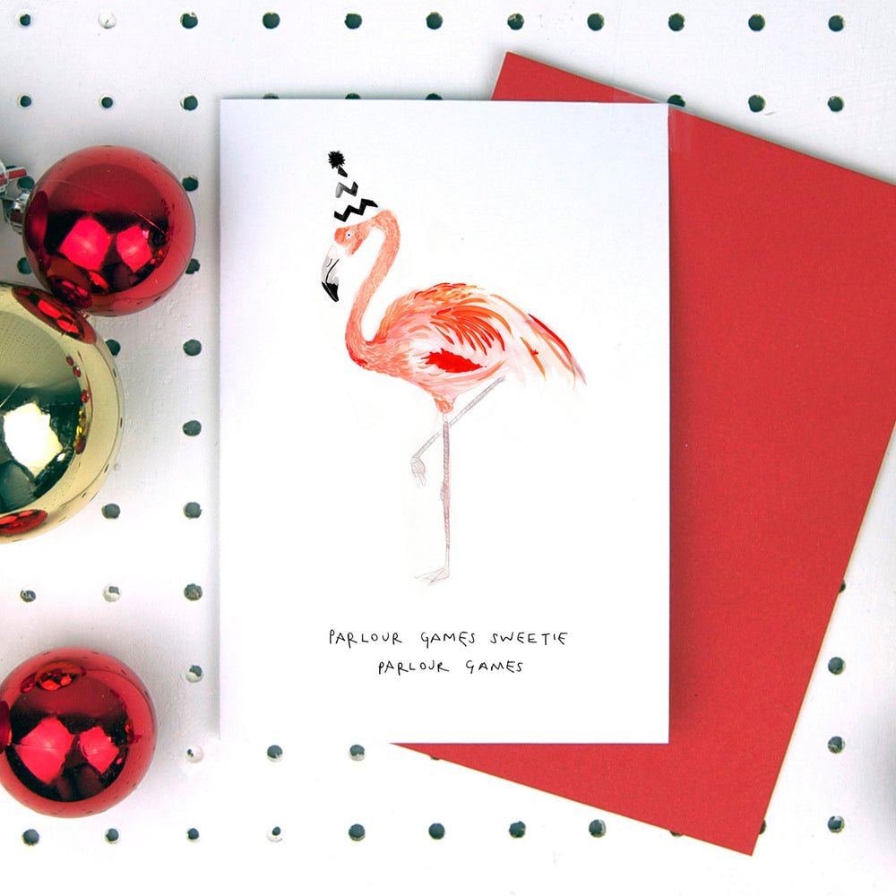 Parlour Games Sweetie Flamingo Christmas Card